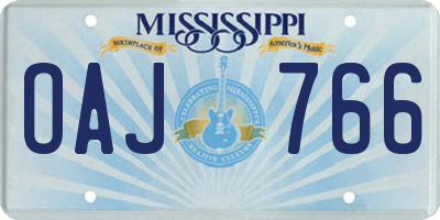 MS license plate OAJ766