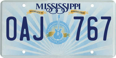 MS license plate OAJ767