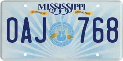 MS license plate OAJ768