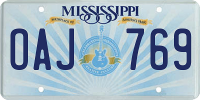 MS license plate OAJ769
