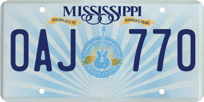 MS license plate OAJ770
