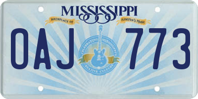 MS license plate OAJ773