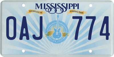 MS license plate OAJ774