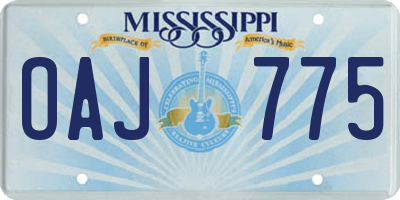 MS license plate OAJ775