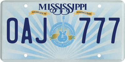 MS license plate OAJ777
