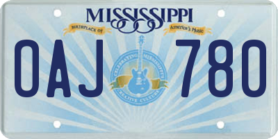 MS license plate OAJ780