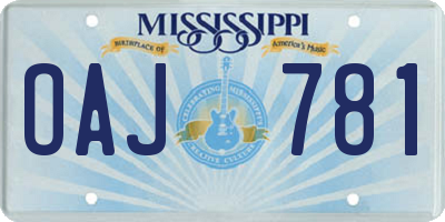 MS license plate OAJ781