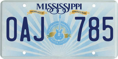 MS license plate OAJ785