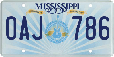 MS license plate OAJ786