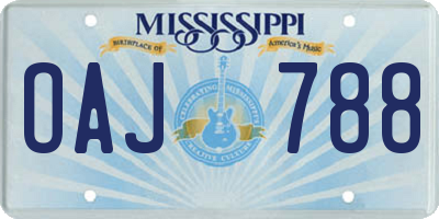 MS license plate OAJ788