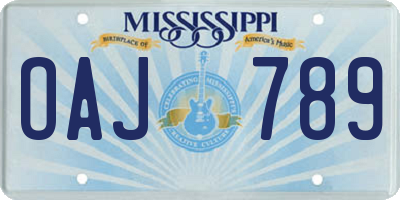 MS license plate OAJ789