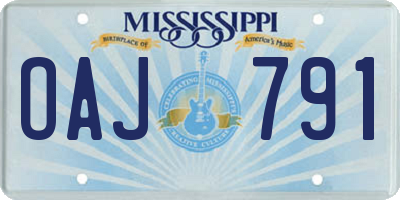 MS license plate OAJ791