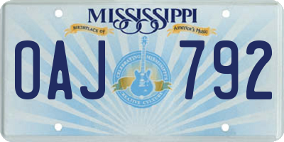 MS license plate OAJ792