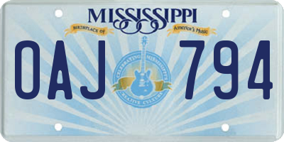 MS license plate OAJ794