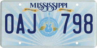 MS license plate OAJ798