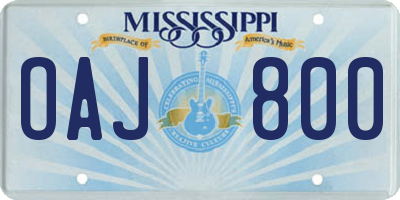 MS license plate OAJ800