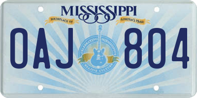 MS license plate OAJ804