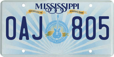 MS license plate OAJ805