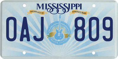 MS license plate OAJ809