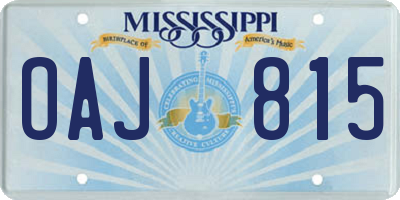 MS license plate OAJ815