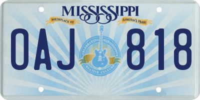 MS license plate OAJ818