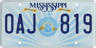 MS license plate OAJ819