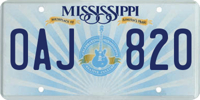MS license plate OAJ820