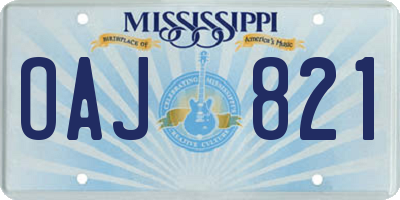 MS license plate OAJ821