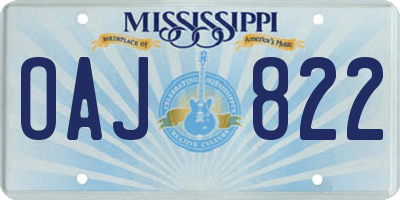 MS license plate OAJ822