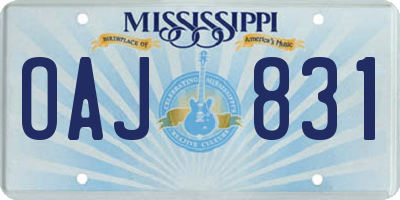 MS license plate OAJ831