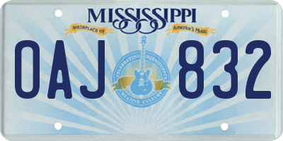 MS license plate OAJ832