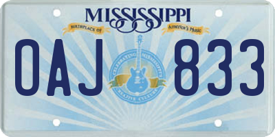 MS license plate OAJ833