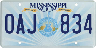 MS license plate OAJ834