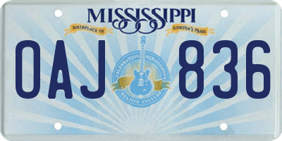 MS license plate OAJ836
