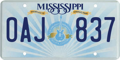 MS license plate OAJ837