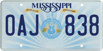 MS license plate OAJ838