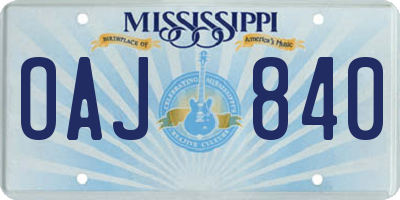 MS license plate OAJ840