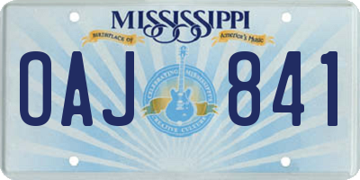 MS license plate OAJ841