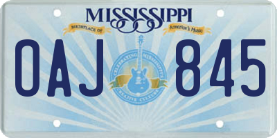 MS license plate OAJ845