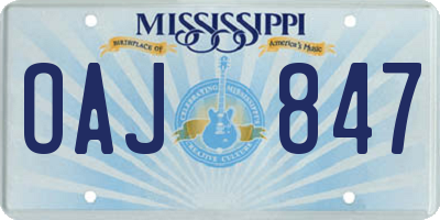 MS license plate OAJ847