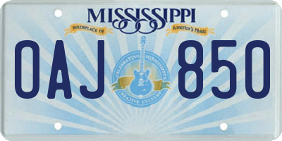 MS license plate OAJ850