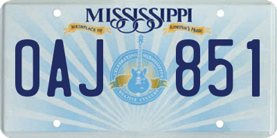 MS license plate OAJ851