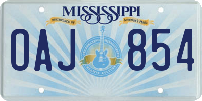 MS license plate OAJ854