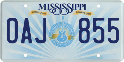MS license plate OAJ855