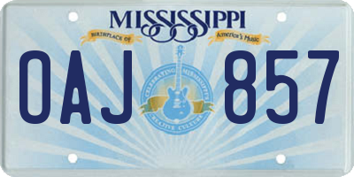 MS license plate OAJ857