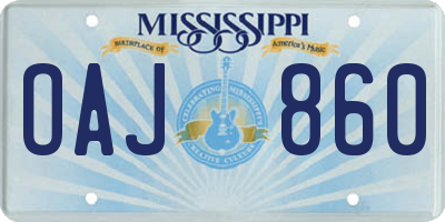 MS license plate OAJ860