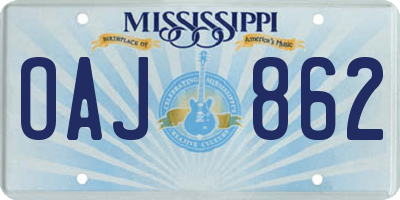 MS license plate OAJ862