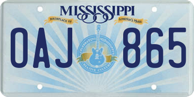 MS license plate OAJ865