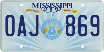 MS license plate OAJ869