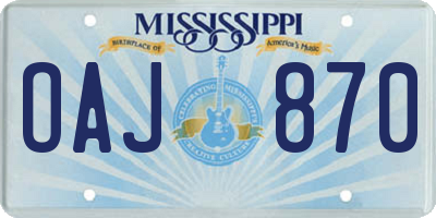 MS license plate OAJ870